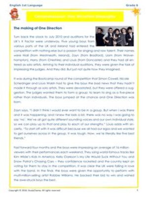 cover image of Grade 6 English: Comprehension - One Direction